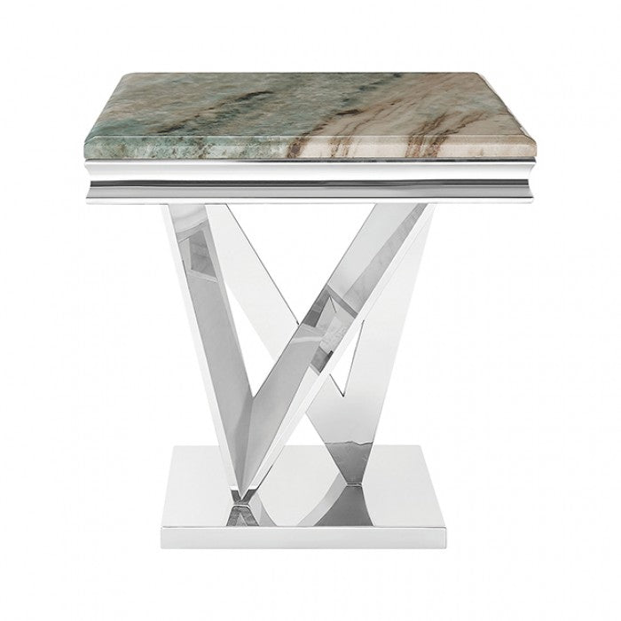 Villarsglane Green/Chrome End Table by Furniture of America at Eve Furniture