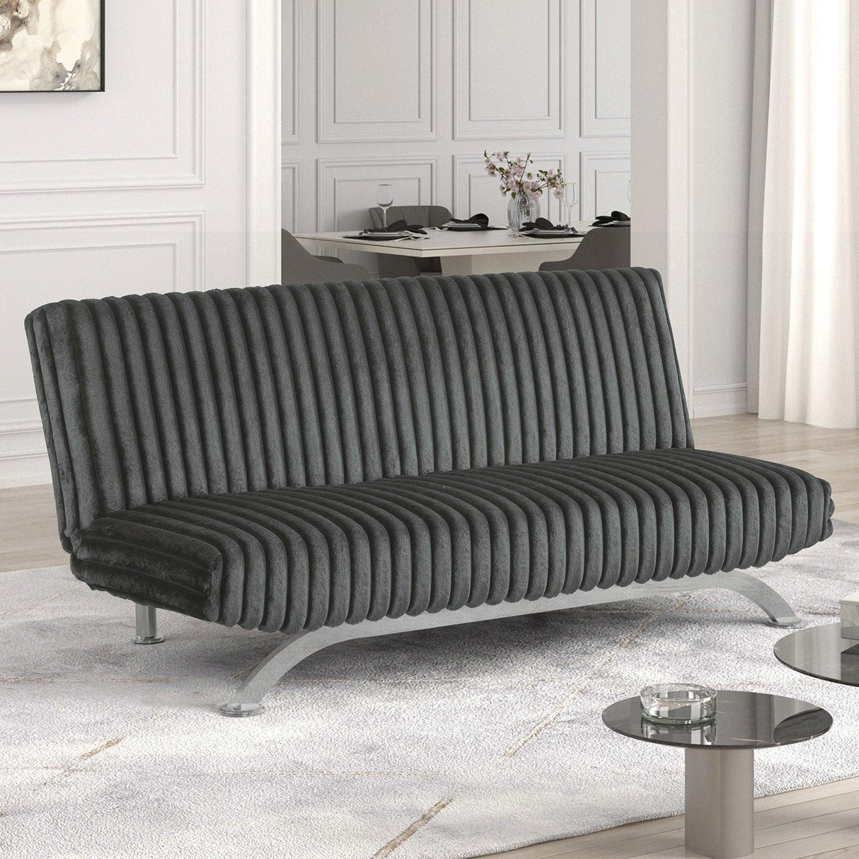 Villeneuve Charcoal Futon Sofa Bed by Furniture of America at Eve Furniture