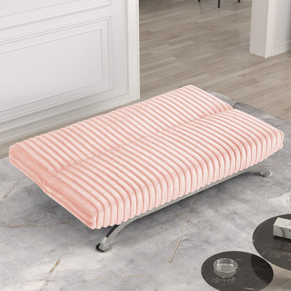 Villeneuve Pink Futon Sofa Bed by Furniture of America at Eve Furniture