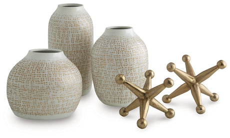 Vinburn White/Gold Finish Accessory Set (Set of 5) by Ashley at Eve Furniture