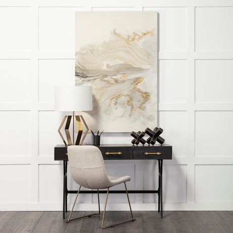 Vince Black Metal W/Gold Accents 3 Drawer Office Desk by Mercana at Eve Furniture