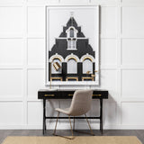Vince Black Metal W/Gold Accents 3 Drawer Office Desk by Mercana at Eve Furniture