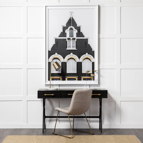 Vince Black Metal W/Gold Accents 3 Drawer Office Desk by Mercana at Eve Furniture