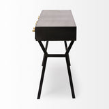 Vince Black Metal W/Gold Accents 3 Drawer Office Desk by Mercana at Eve Furniture