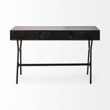 Vince Black Metal W/Gold Accents 3 Drawer Office Desk by Mercana at Eve Furniture