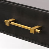 Vince Black Metal W/Gold Accents 3 Drawer Office Desk by Mercana at Eve Furniture