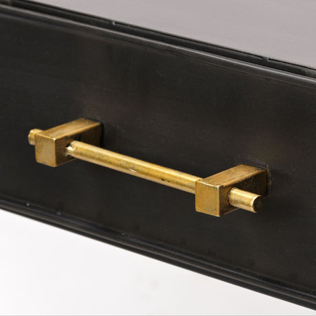 Vince Black Metal W/Gold Accents 3 Drawer Office Desk by Mercana at Eve Furniture