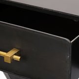 Vince Black Metal W/Gold Accents 3 Drawer Office Desk by Mercana at Eve Furniture