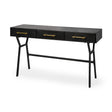 Vince Black Metal W/Gold Accents 3 Drawer Office Desk by Mercana at Eve Furniture
