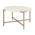Vincent Octagonal White Marble Tabletop w/ Gold Metal Base Coffee Table by Mercana at Eve Furniture