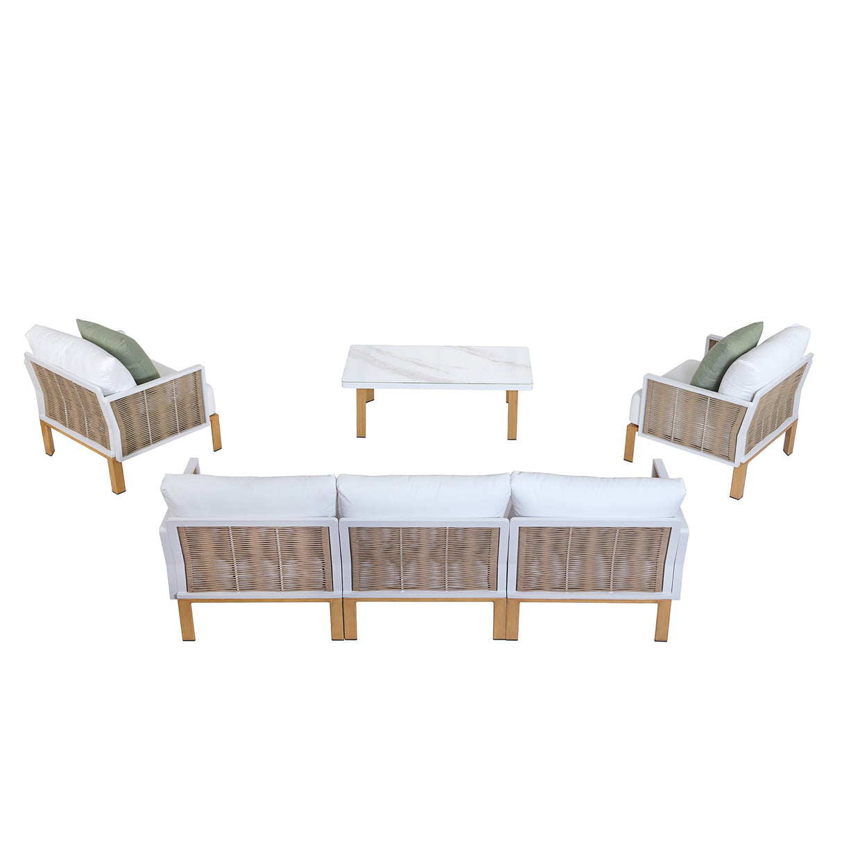 Vine 4-Piece Patio Conversation Set in Cream by Manhattan Comfort at Eve Furniture