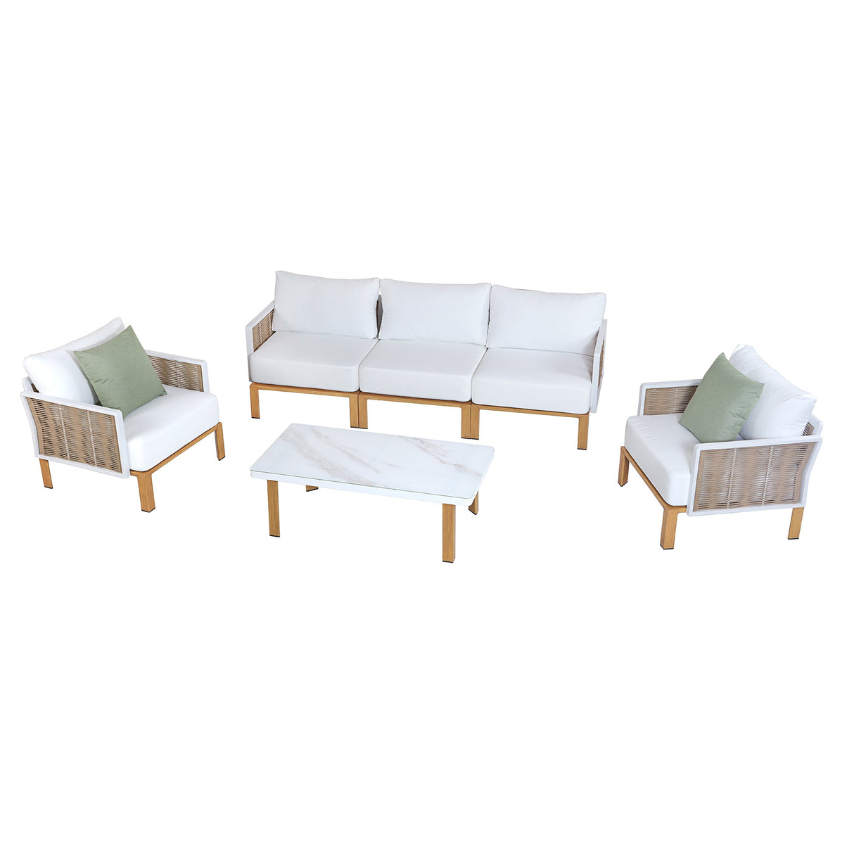 Vine 4-Piece Patio Conversation Set in Cream by Manhattan Comfort at Eve Furniture