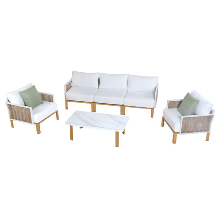 Vine 4-Piece Patio Conversation Set in Cream by Manhattan Comfort at Eve Furniture