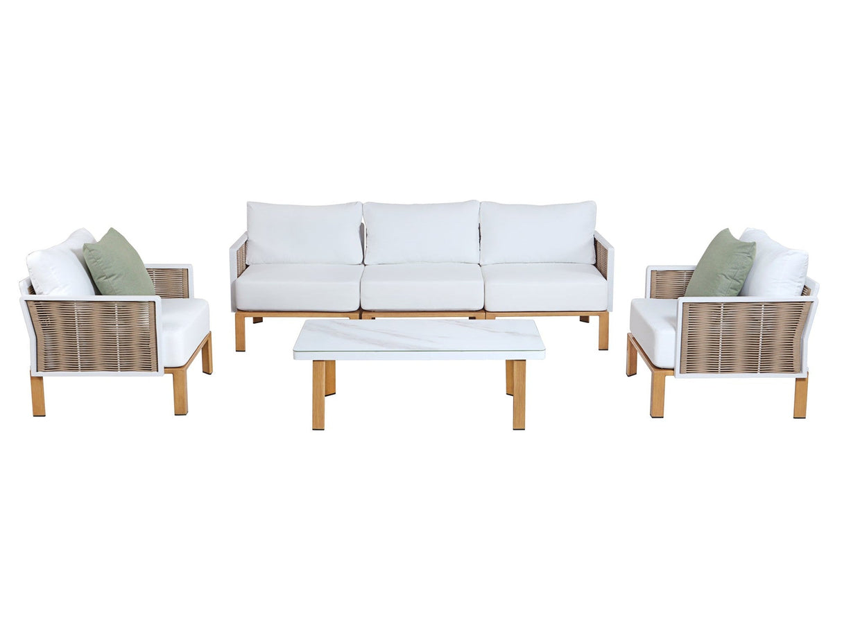 Vine 4-Piece Patio Conversation Set in Cream by Manhattan Comfort at Eve Furniture