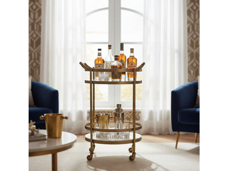 Vine Grove Gold/White Bar Cart by Crestview at Eve Furniture
