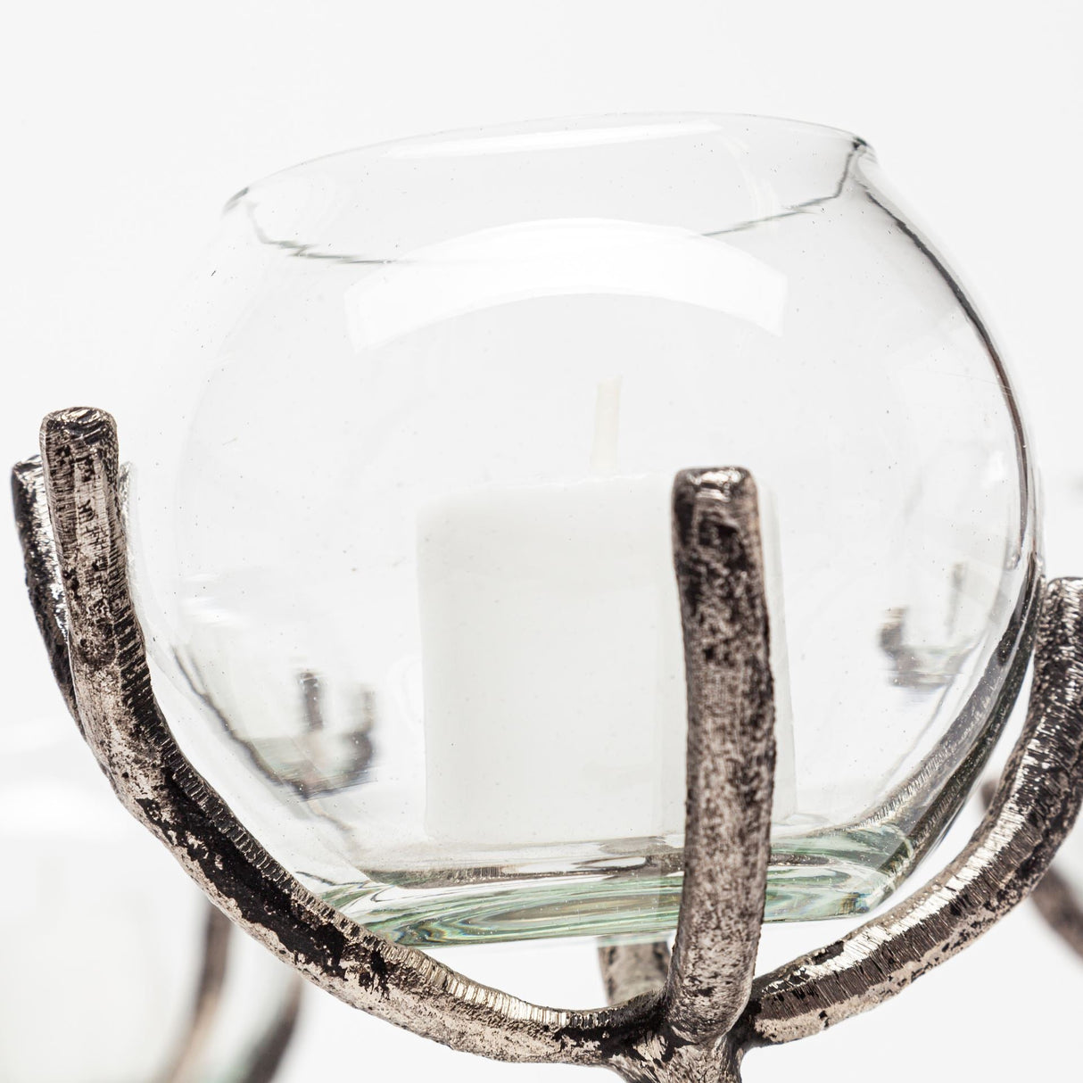 Vine I Distressed Silver Metal Creeper Five Candle Table Candle Holder by Mercana at Eve Furniture