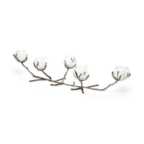 Vine I Distressed Silver Metal Creeper Five Candle Table Candle Holder by Mercana at Eve Furniture