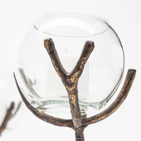 Vine II Distressed Gold Metal Creeper Five Candle Table Candle Holder by Mercana at Eve Furniture