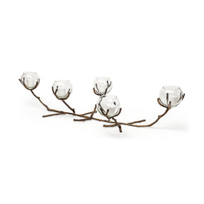 Vine II Distressed Gold Metal Creeper Five Candle Table Candle Holder by Mercana at Eve Furniture