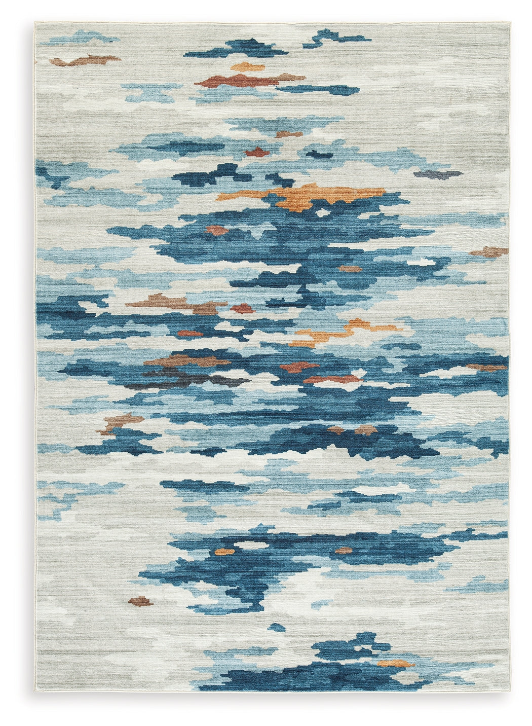 Vinlett Cream/Blue/Brown Washable Medium Rug by Ashley at Eve Furniture