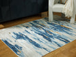 Vinlett Cream/Blue/Brown Washable Medium Rug by Ashley at Eve Furniture