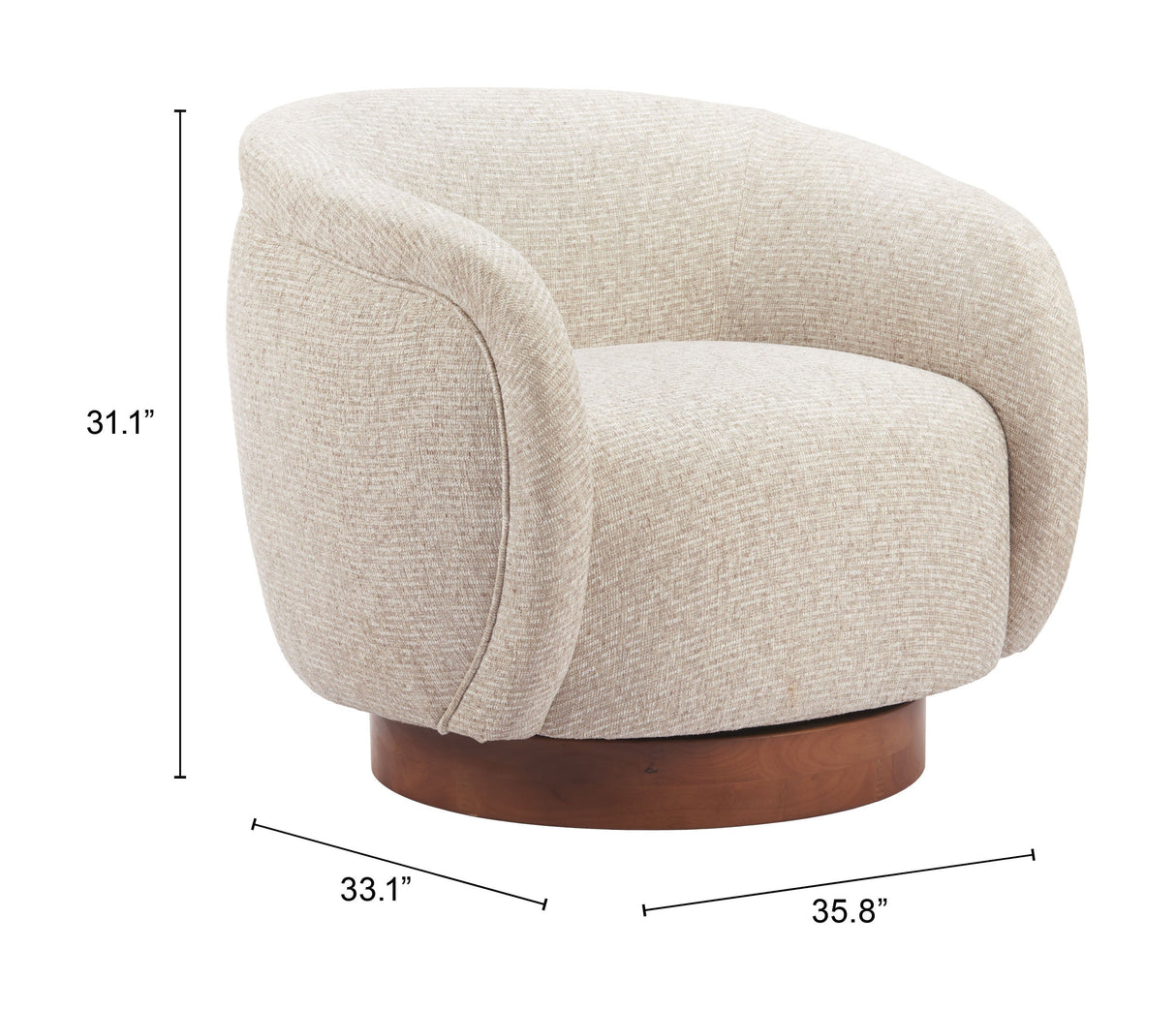Vinta Beige Swivel Chair by Zuomod at Eve Furniture