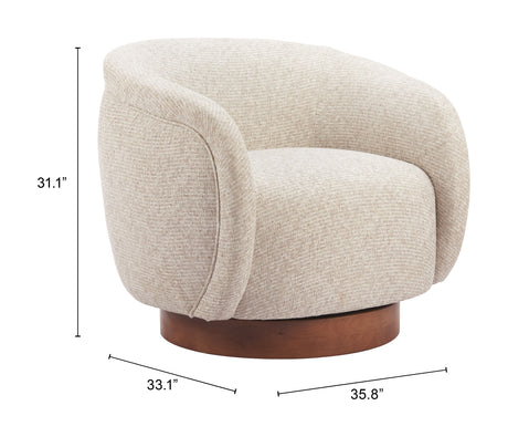 Vinta Beige Swivel Chair by Zuomod at Eve Furniture