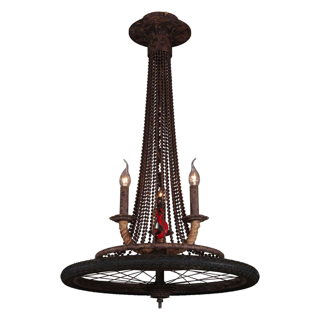 Vintage Bicycle Wheel Pendant With 3 Lights by Home Trends & Design at Eve Furniture