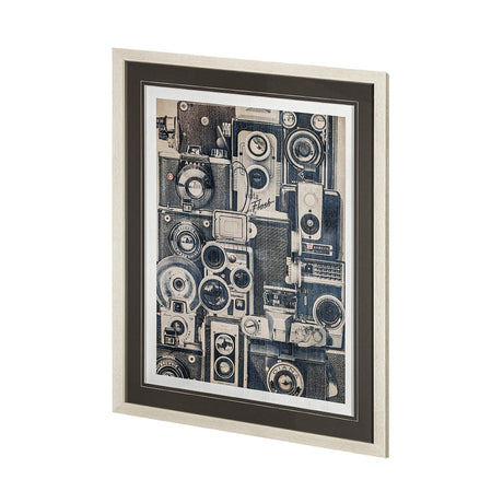 Vintage Cameras by Thomas Brown a Hand Embellished Textured Framed Art Print Matted under Glass by Mercana at Eve Furniture