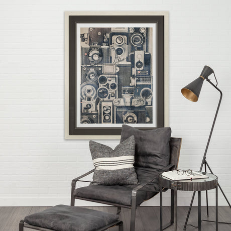 Vintage Cameras by Thomas Brown a Hand Embellished Textured Framed Art Print Matted under Glass by Mercana at Eve Furniture