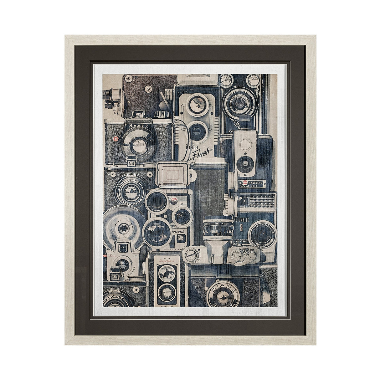 Vintage Cameras by Thomas Brown a Hand Embellished Textured Framed Art Print Matted under Glass by Mercana at Eve Furniture