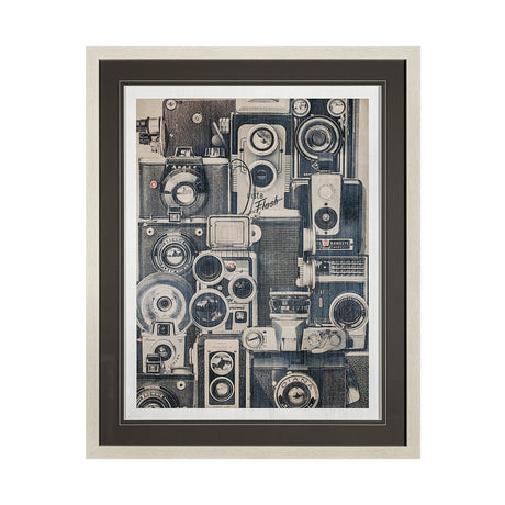 Vintage Cameras by Thomas Brown a Hand Embellished Textured Framed Art Print Matted under Glass by Mercana at Eve Furniture