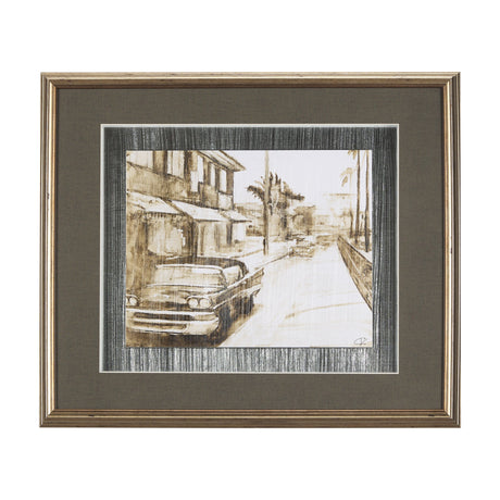 Vintage Car Picture I by Mercana Studio Hand Embellished Textured Framed Art Print Matted under Glas by Mercana at Eve Furniture