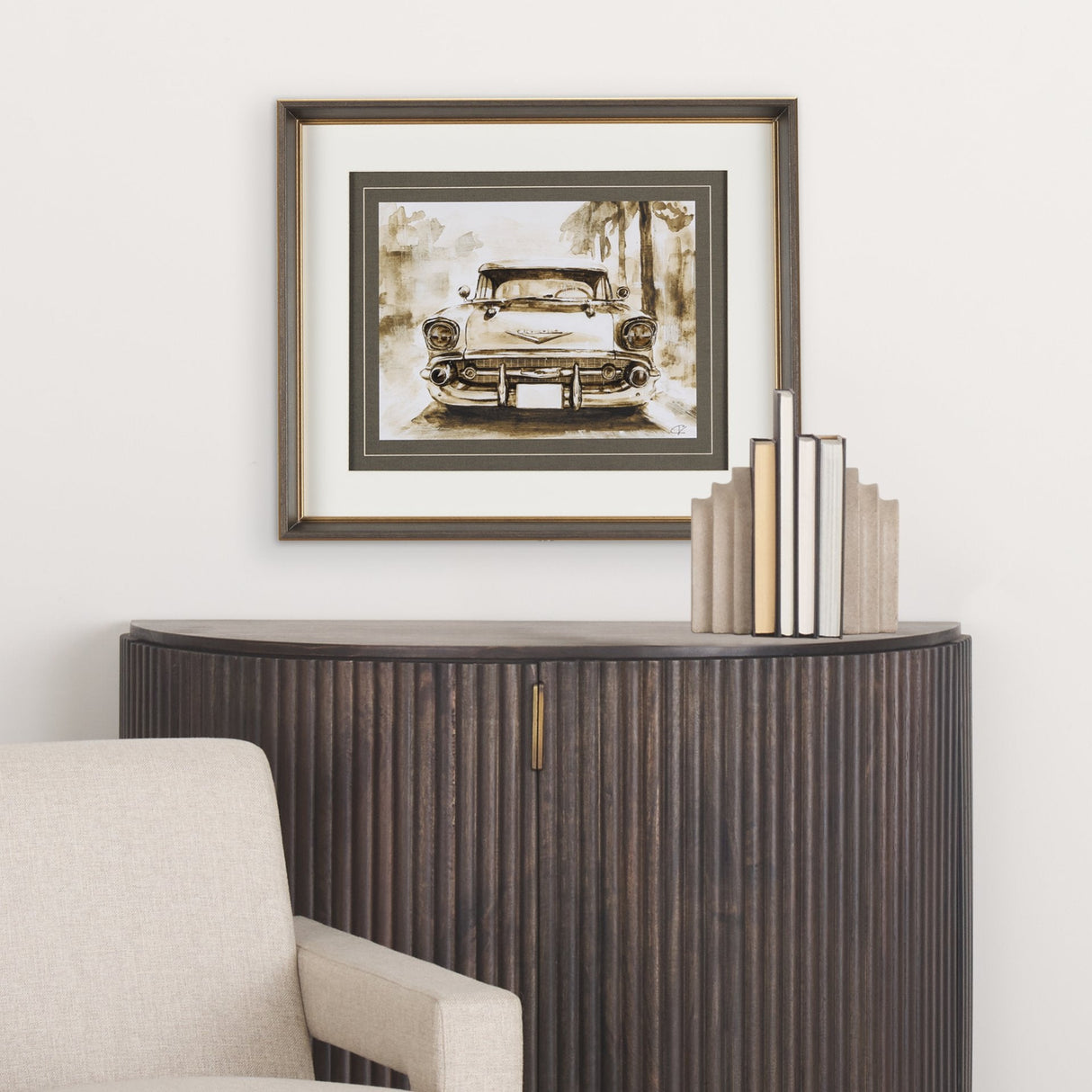 Vintage Car Picture IV by Mercana Studio Hand Embellished Framed Art Print Matted under Glass by Mercana at Eve Furniture