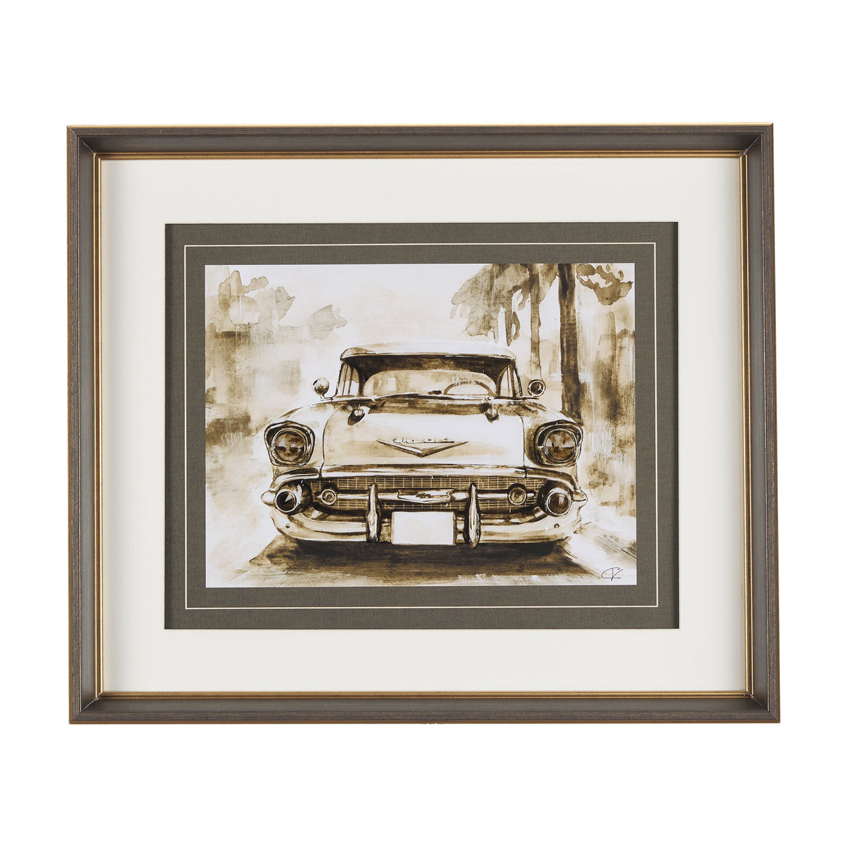 Vintage Car Picture IV by Mercana Studio Hand Embellished Framed Art Print Matted under Glass by Mercana at Eve Furniture