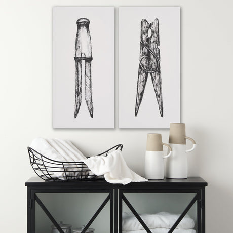Vintage Cloth Peg I by Mercana Studio a Hand Embellished Textured Canvas by Mercana at Eve Furniture