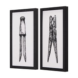 Vintage Cloth Peg I by Mercana Studio a Hand Embellished Textured Framed Art Print by Mercana at Eve Furniture