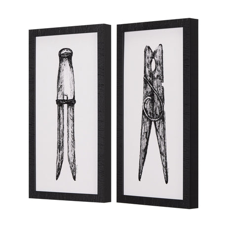 Vintage Cloth Peg I by Mercana Studio a Hand Embellished Textured Framed Art Print by Mercana at Eve Furniture