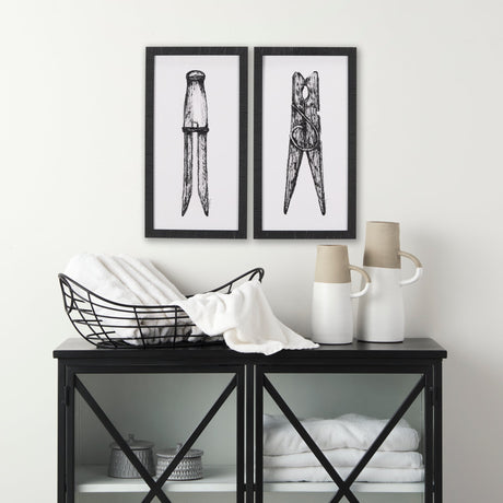 Vintage Cloth Peg I by Mercana Studio a Hand Embellished Textured Framed Art Print by Mercana at Eve Furniture