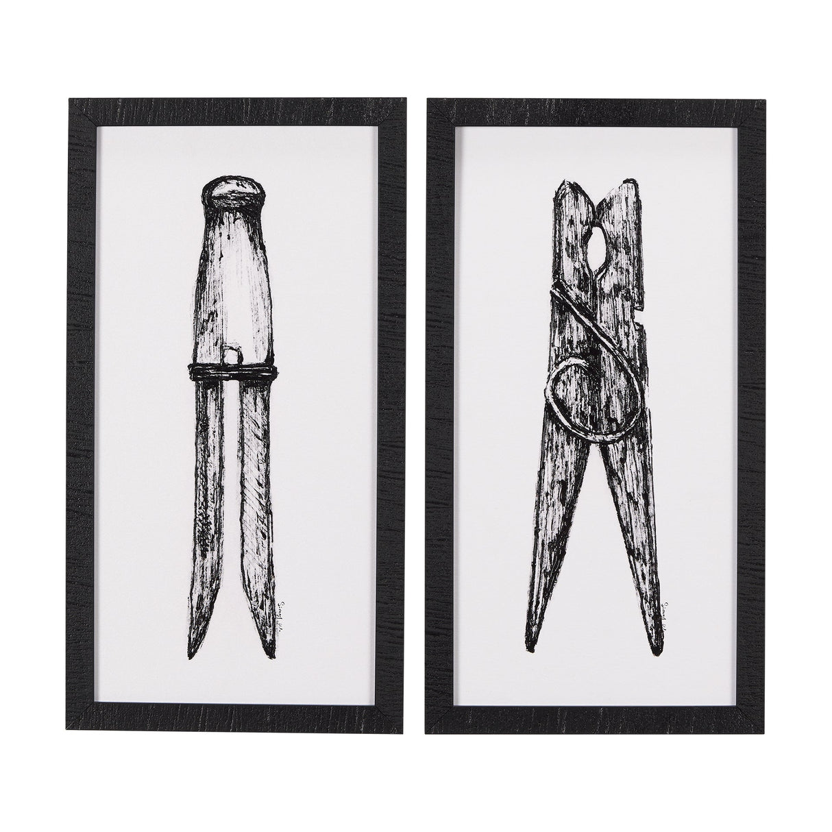 Vintage Cloth Peg I by Mercana Studio a Hand Embellished Textured Framed Art Print by Mercana at Eve Furniture