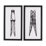 Vintage Cloth Peg I by Mercana Studio a Hand Embellished Textured Framed Art Print by Mercana at Eve Furniture