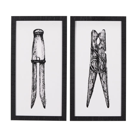 Vintage Cloth Peg I by Mercana Studio a Hand Embellished Textured Framed Art Print by Mercana at Eve Furniture