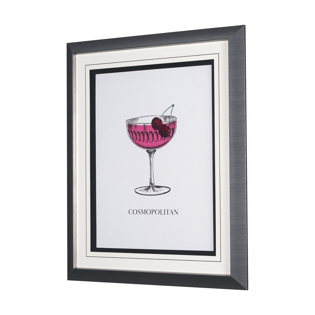 Vintage Cocktails-Cosmo by Gwen Aspell Hand Embellished Textured Framed Art Print Matted under Glass by Mercana at Eve Furniture