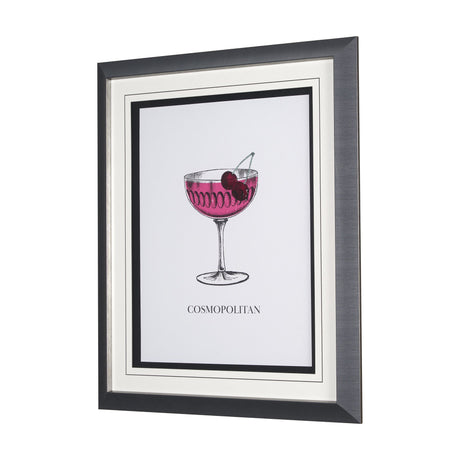 Vintage Cocktails-Cosmo by Gwen Aspell Hand Embellished Textured Framed Art Print Matted under Glass by Mercana at Eve Furniture