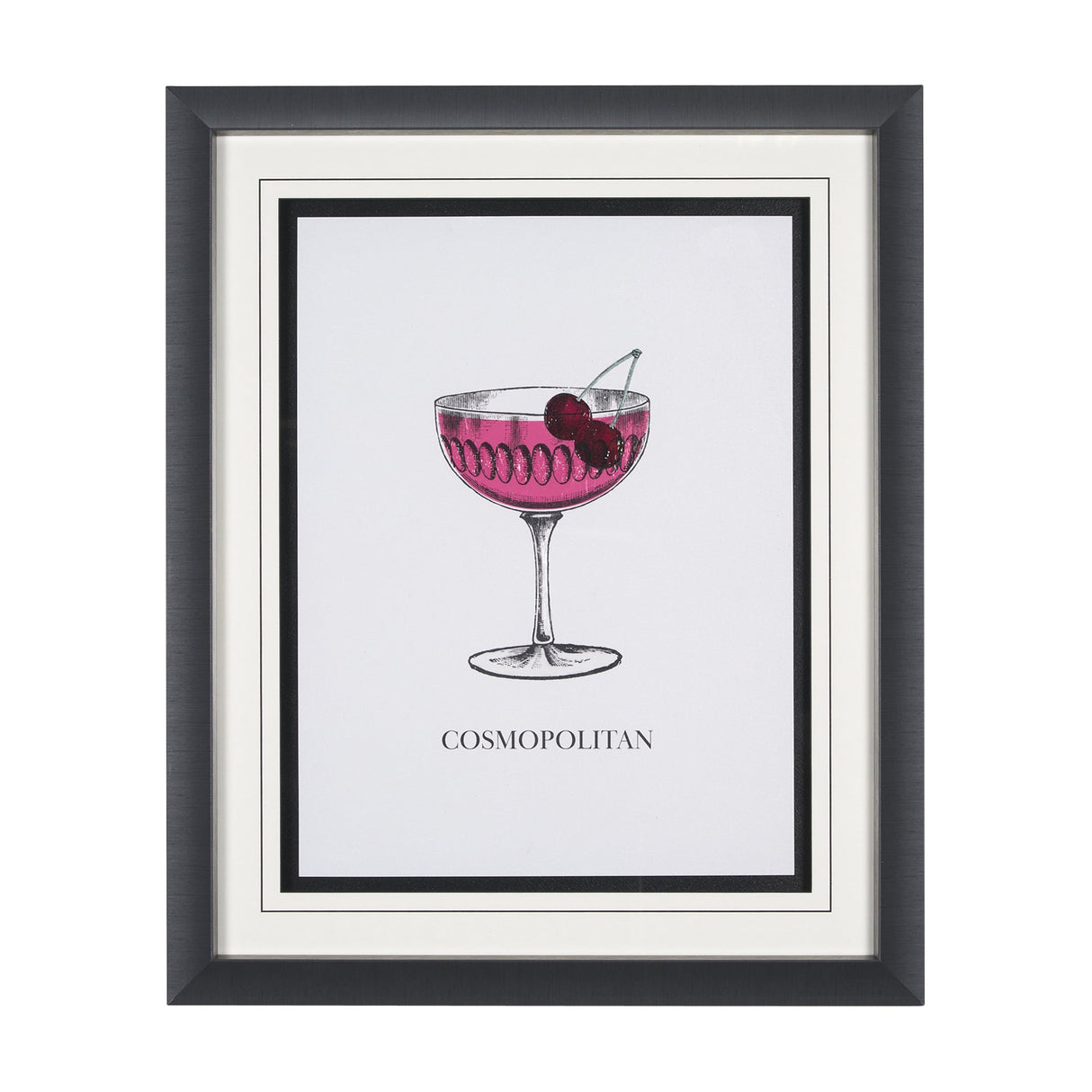 Vintage Cocktails-Cosmo by Gwen Aspell Hand Embellished Textured Framed Art Print Matted under Glass by Mercana at Eve Furniture