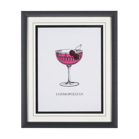 Vintage Cocktails-Cosmo by Gwen Aspell Hand Embellished Textured Framed Art Print Matted under Glass by Mercana at Eve Furniture