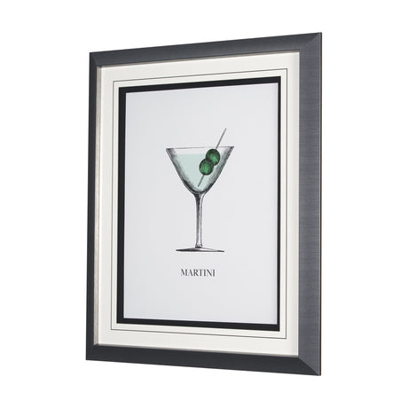 Vintage Cocktails-Martini by Gwen Aspell Hand Embellished Framed Art Print Matted under Glass by Mercana at Eve Furniture