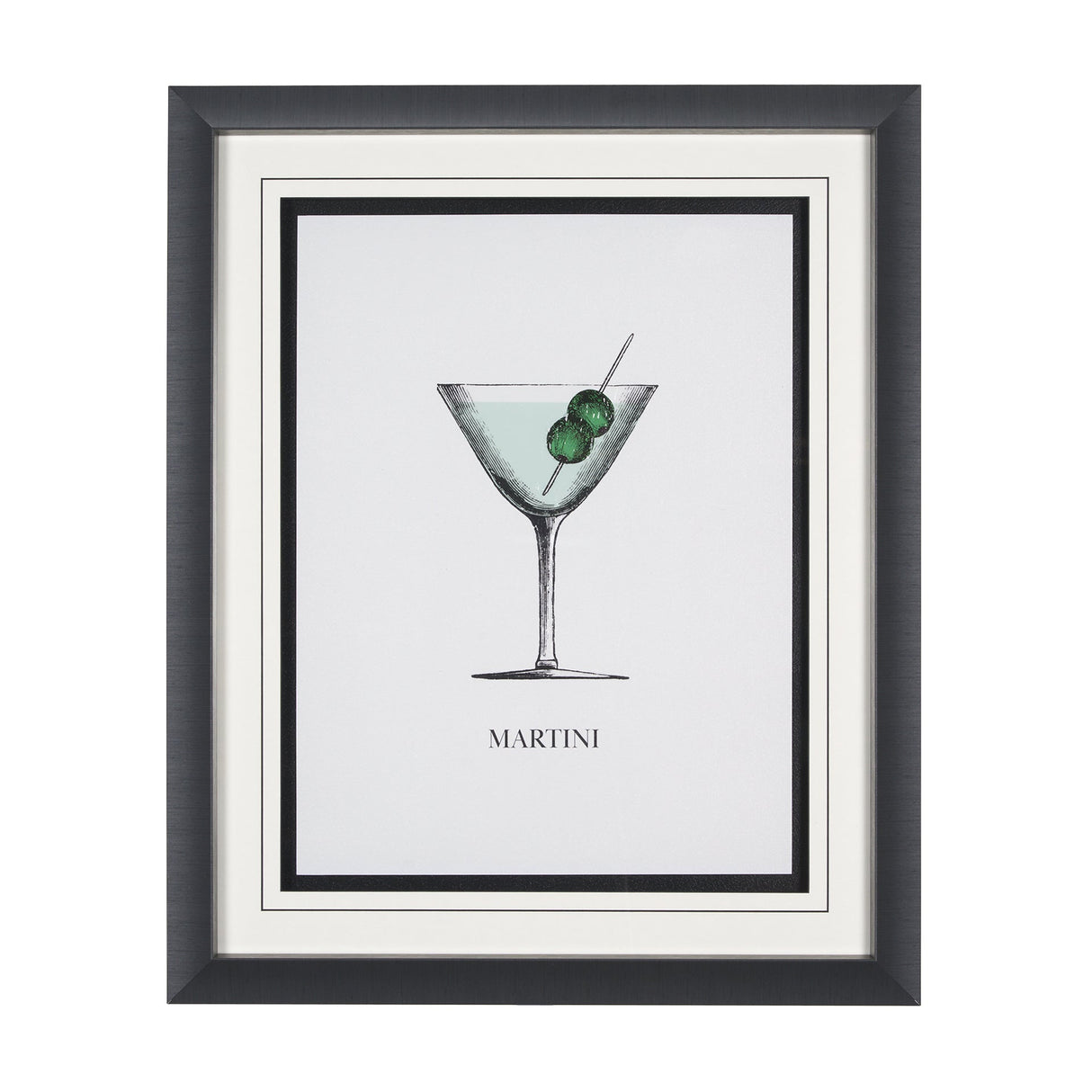 Vintage Cocktails-Martini by Gwen Aspell Hand Embellished Framed Art Print Matted under Glass by Mercana at Eve Furniture