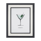 Vintage Cocktails-Martini by Gwen Aspell Hand Embellished Framed Art Print Matted under Glass by Mercana at Eve Furniture