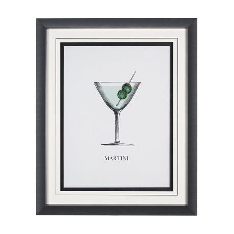Vintage Cocktails-Martini by Gwen Aspell Hand Embellished Framed Art Print Matted under Glass by Mercana at Eve Furniture